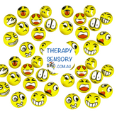 Emotion stress ball from TherapySensory.com.au displays multiple stress balls with different emotions on them.